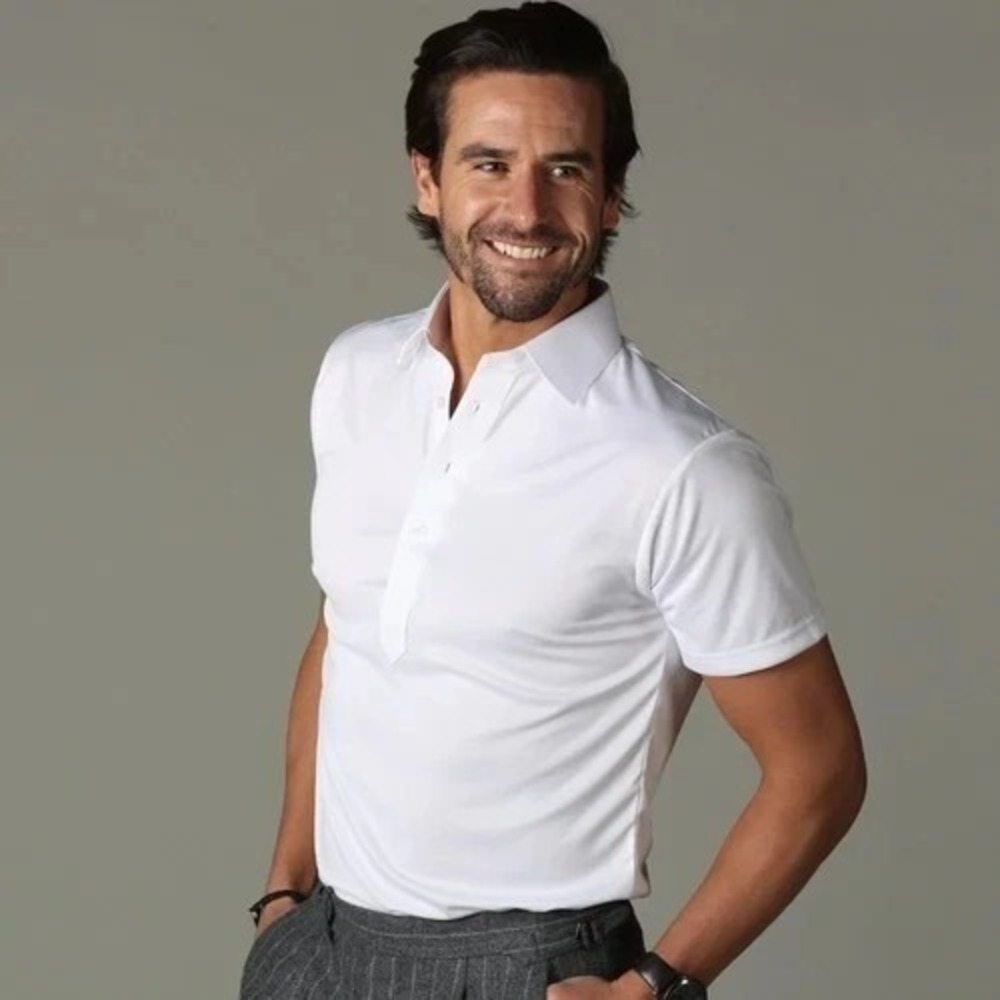 NWT Collars and Co Featherweight Semi-Spread Collar Polo White Sz S